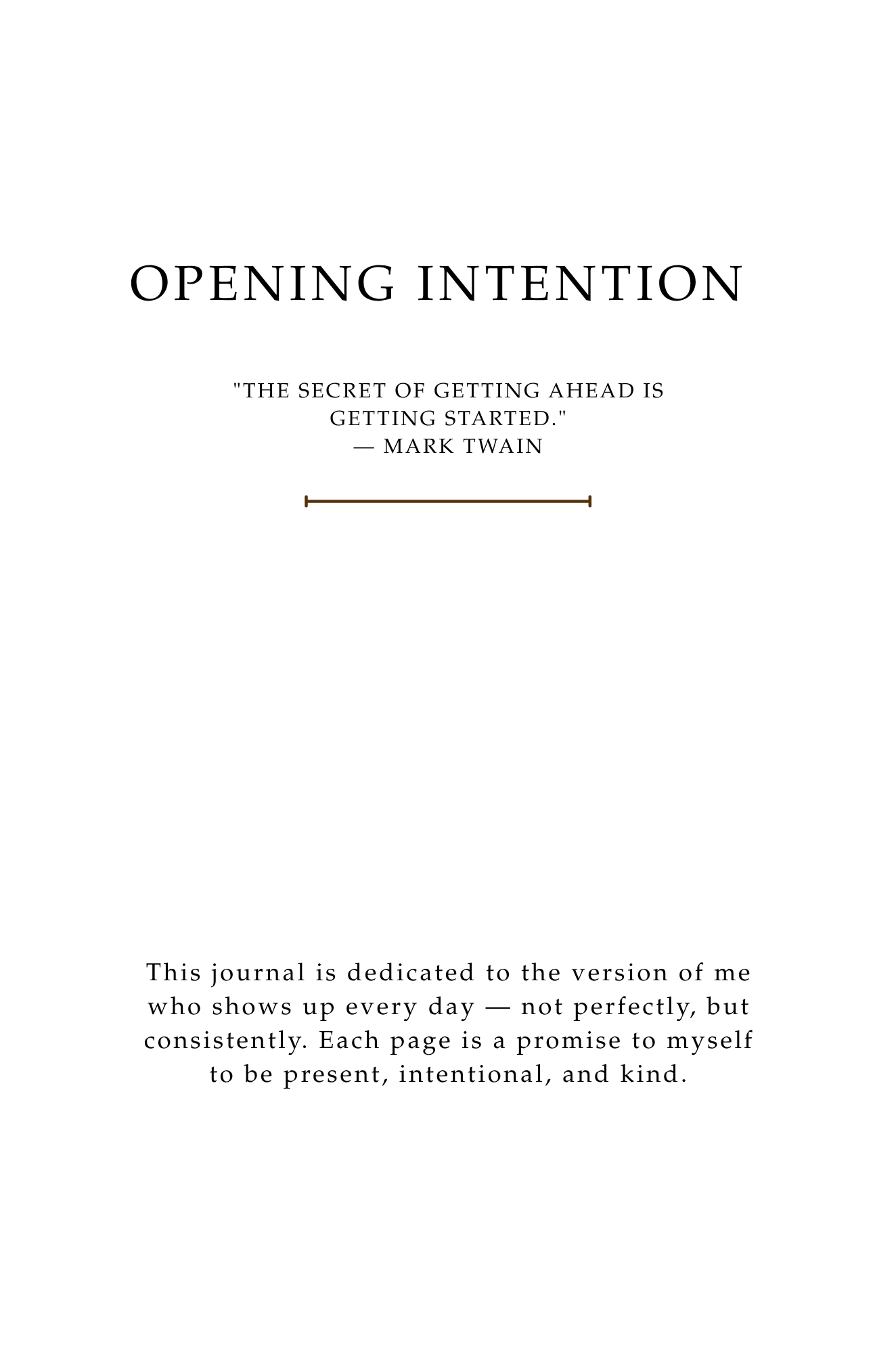 The Productivity Journal — opening intention page preview