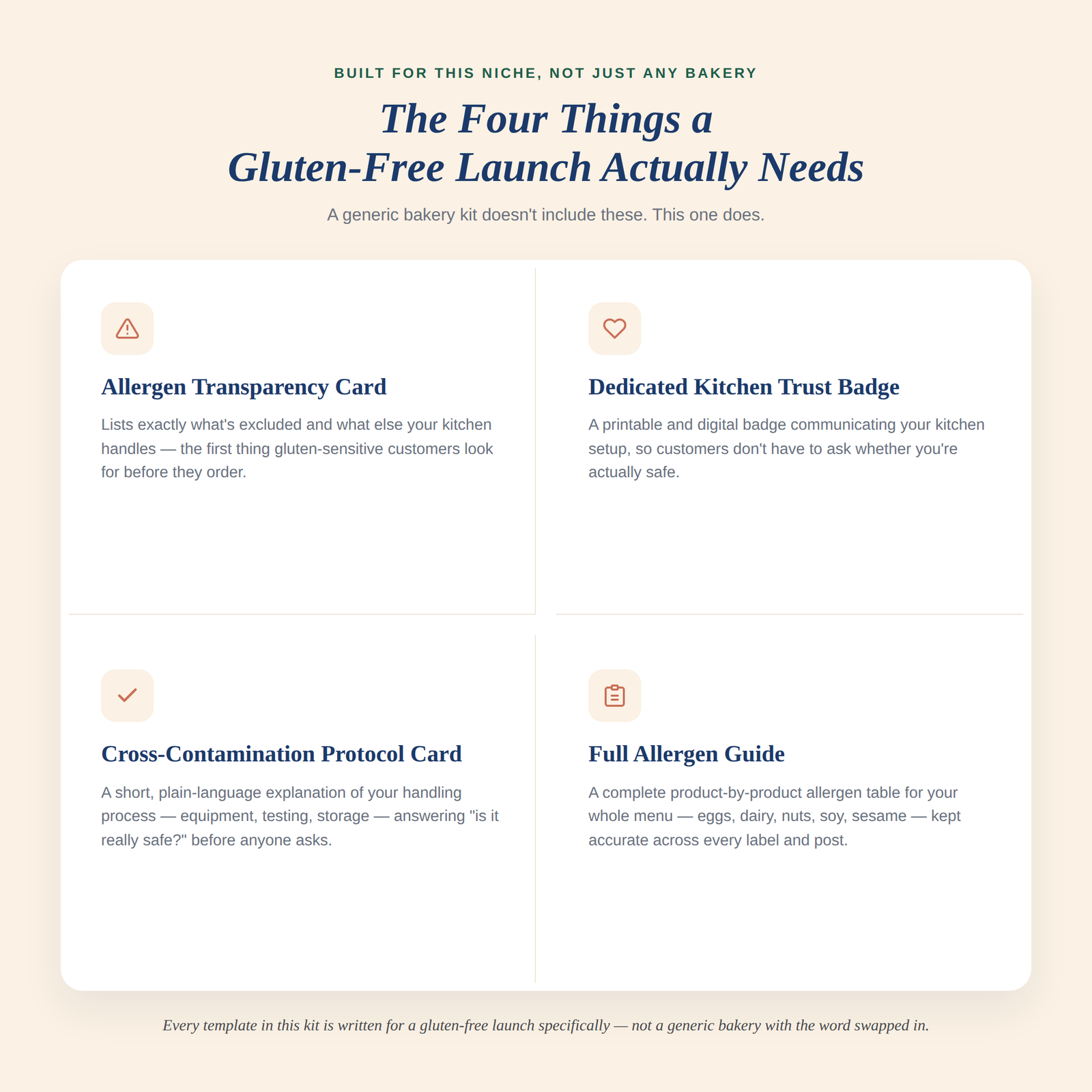 Gluten-Free Bakery Launch Kit — trust and safety differentiators